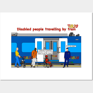 Disabled people travelling by train Posters and Art